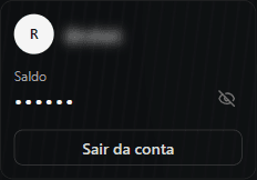 Painel da conta do Layback X mostrando nome, usuário e saldo depois de entrar